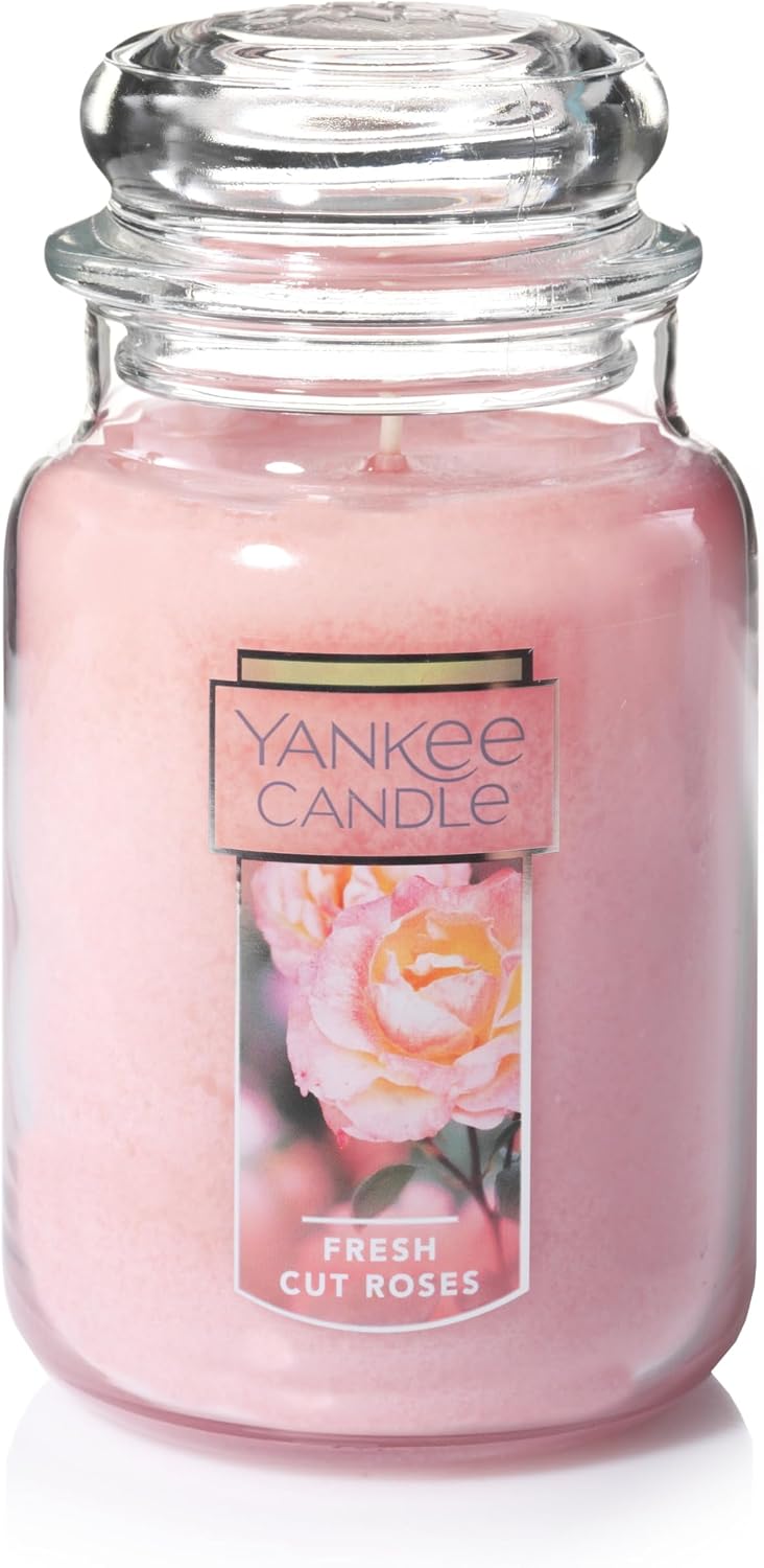 Yankee Candle Fresh Cut Roses Scented Premium 22oz Single Wick Candle Over 110 Hours of Long-Lasting Aroma