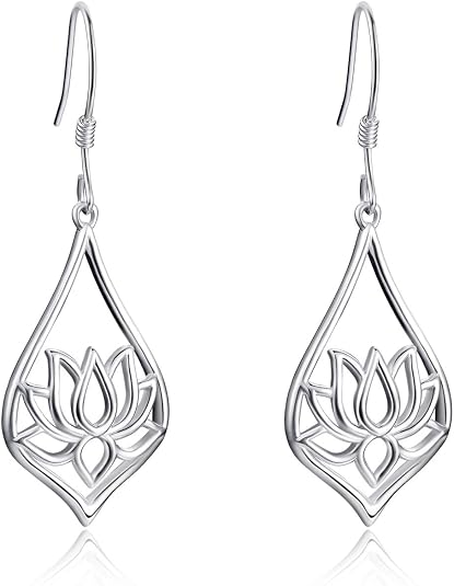 Sterling Silver Lotus Flower Earrings