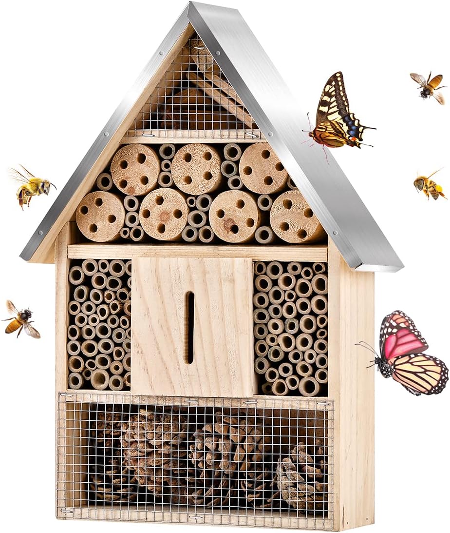 Wooden Bee and Pollinator House
