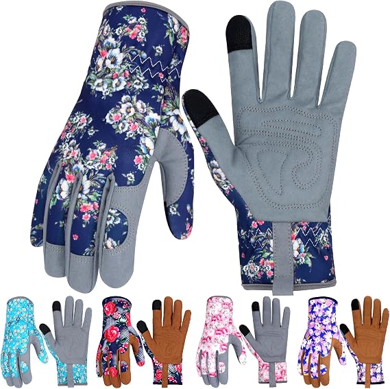 Leather Gardening Gloves for Women Thorn Proof Garden Gloves Touch Screen Working Gloves