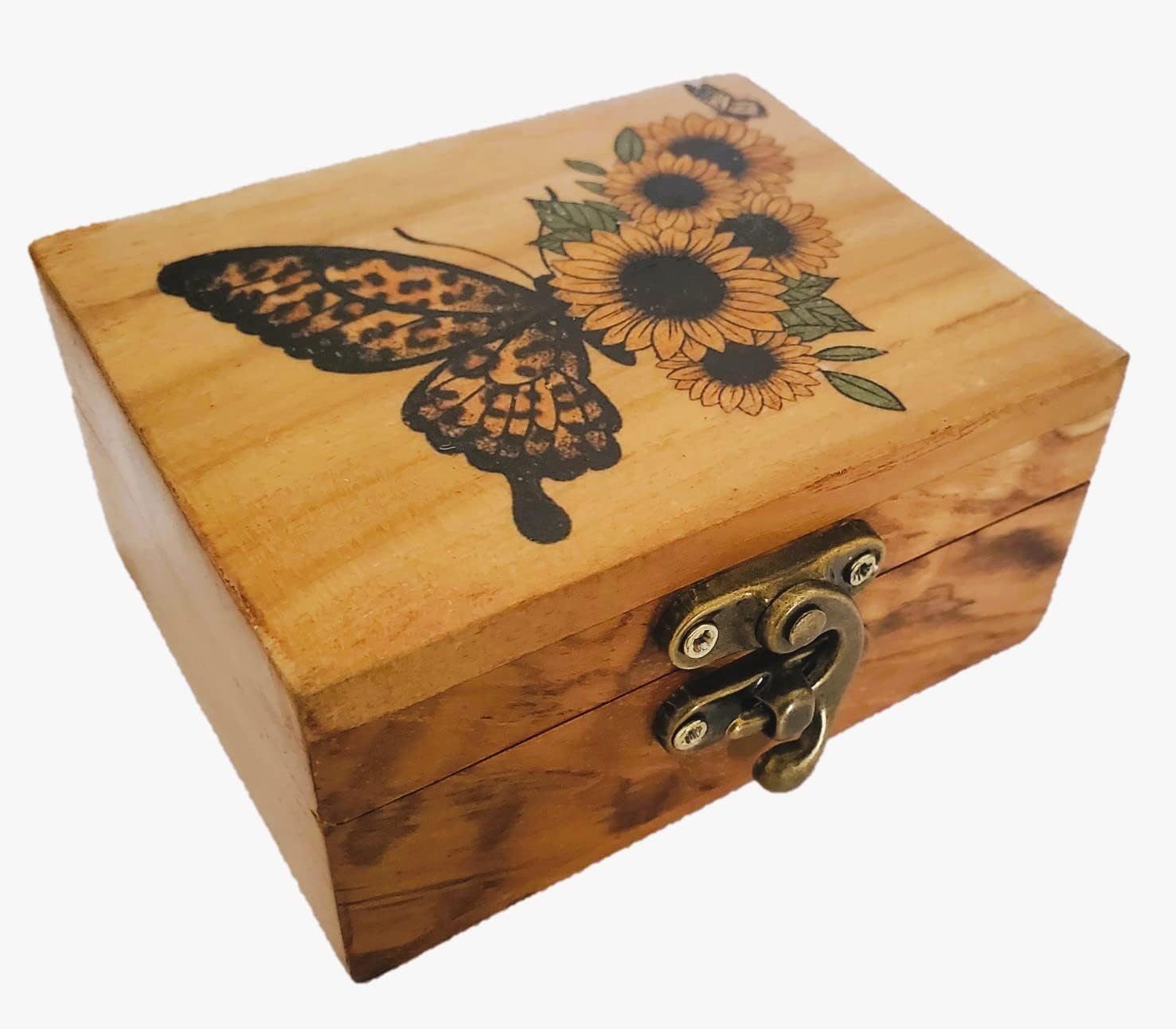 Wooden Sunflower Trinket Box