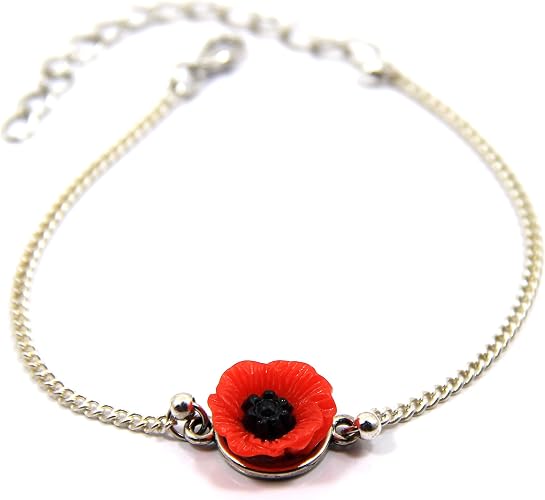 Red Poppy Flower Bracelet