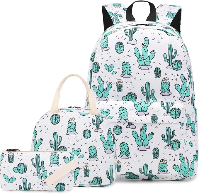 Kids Cactus Backpack Pencil Case and Lunch Box Trio
