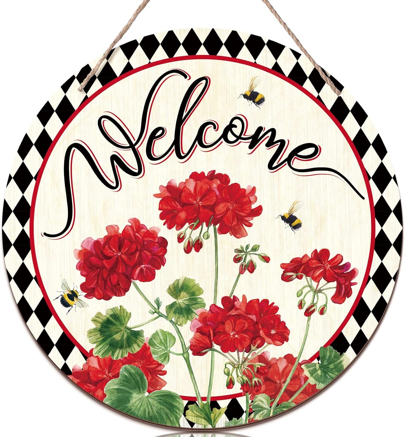 Welcome Geranium Flower Sign