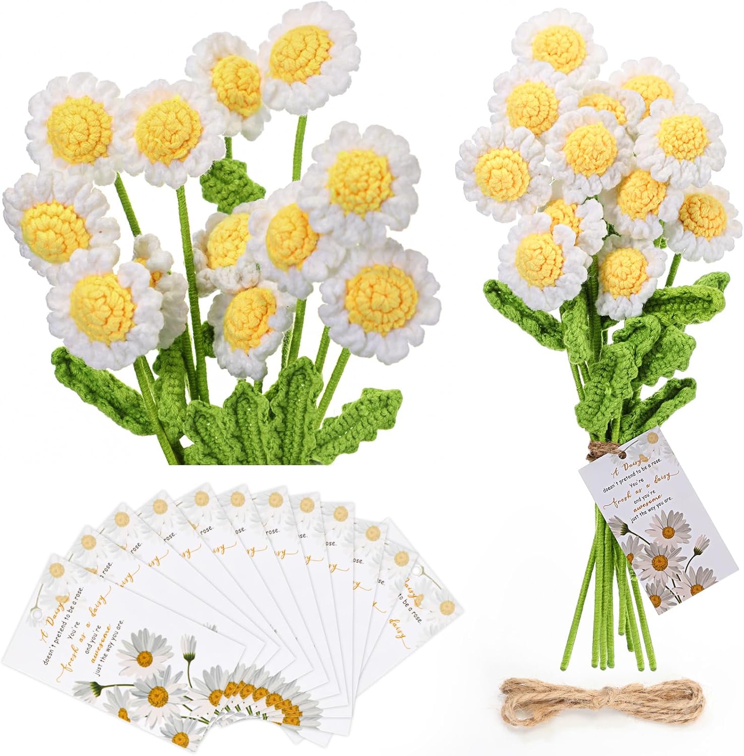 Crochet Daisy Flowers (set of 12)