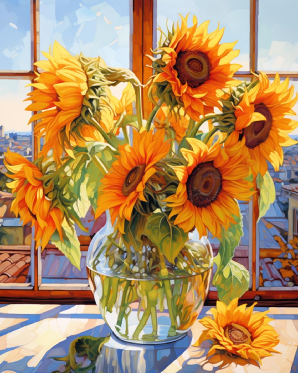 Blooming Sunflowers in a Vase Paint by Number