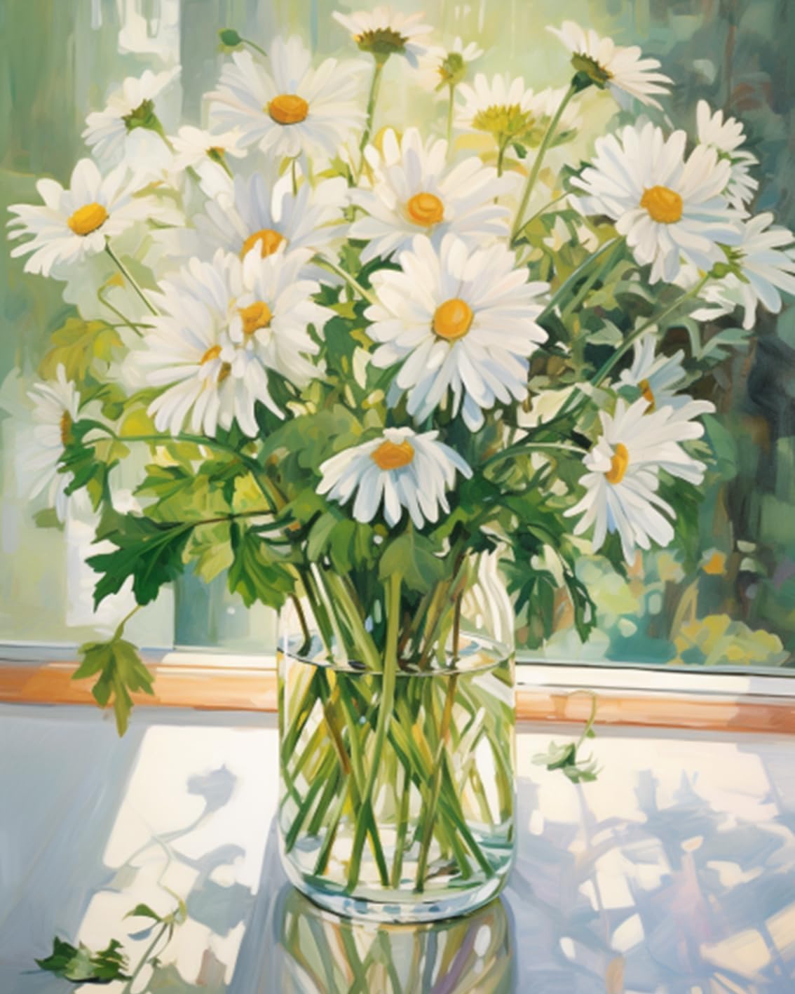 White Daisies in a Vase Paint by Number