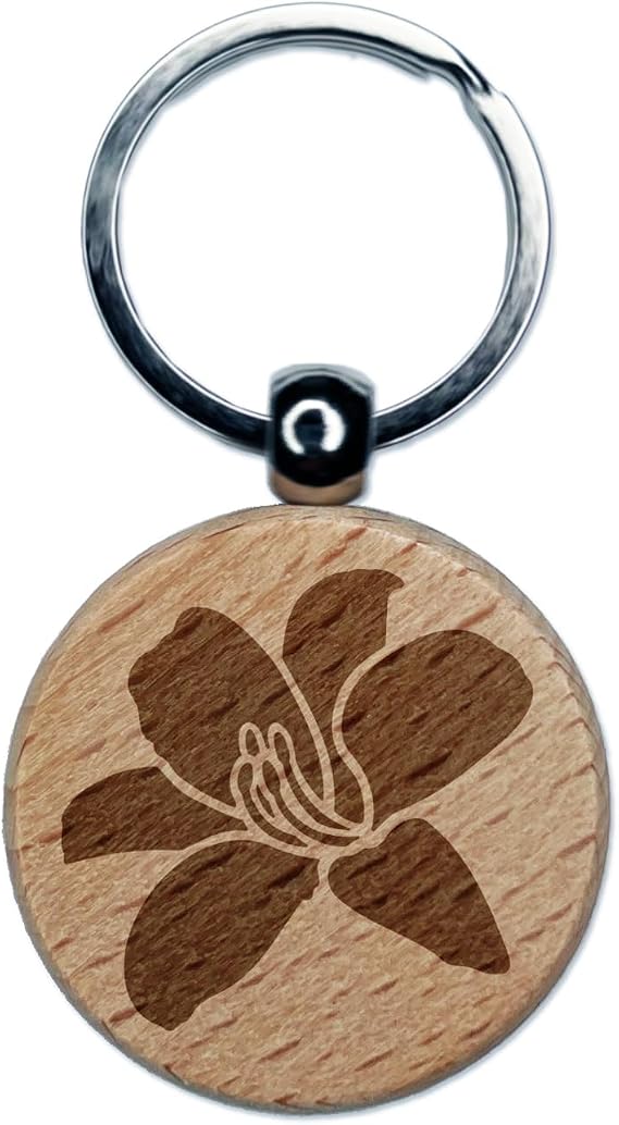 Wooden Day Lily Keychain