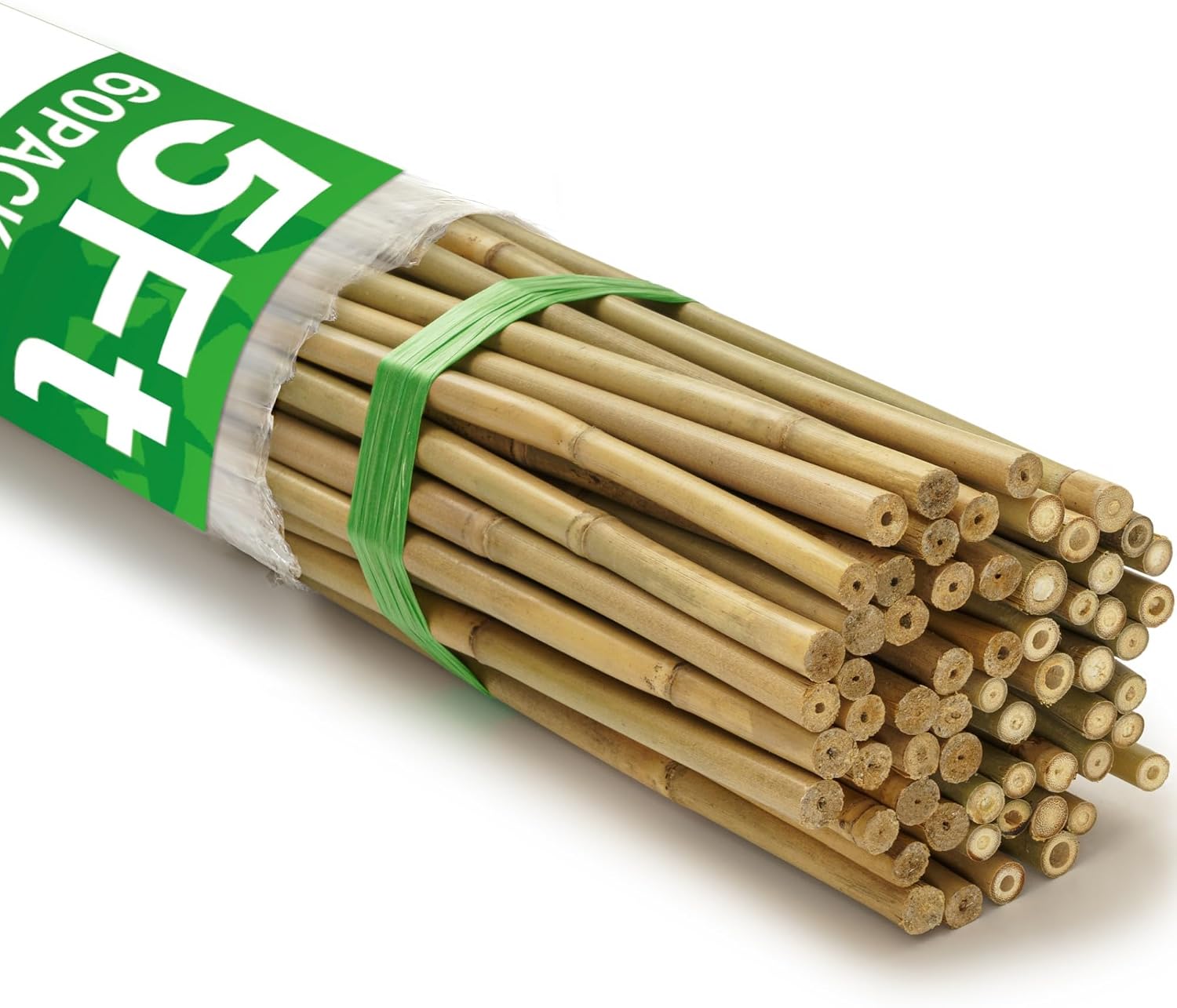 60Pcs Bamboo Stakes for Plant 4.8 ft(57.5 inch), Garden Bamboo Plant Stakes