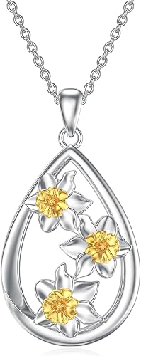Sterling Silver Daffodil Pendant Necklace