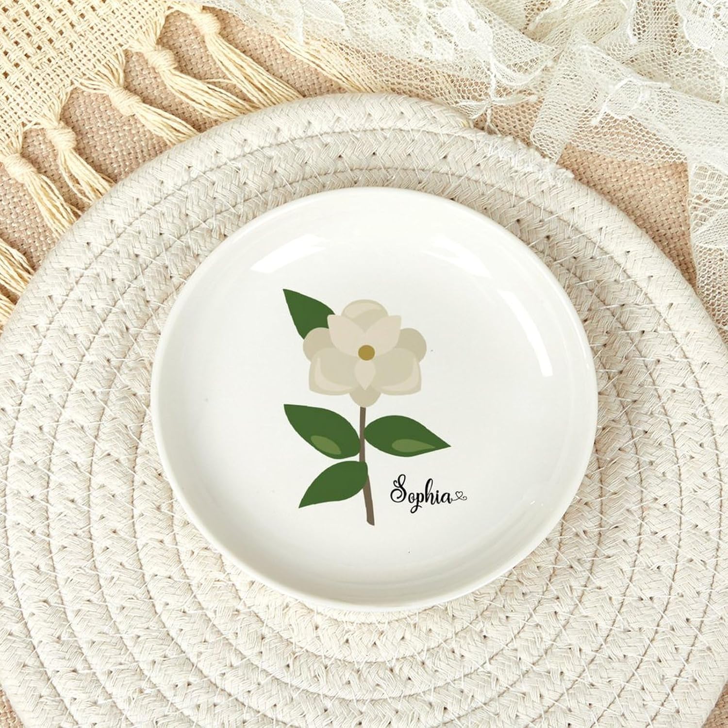 Magnolia Flower Jewelry Dish