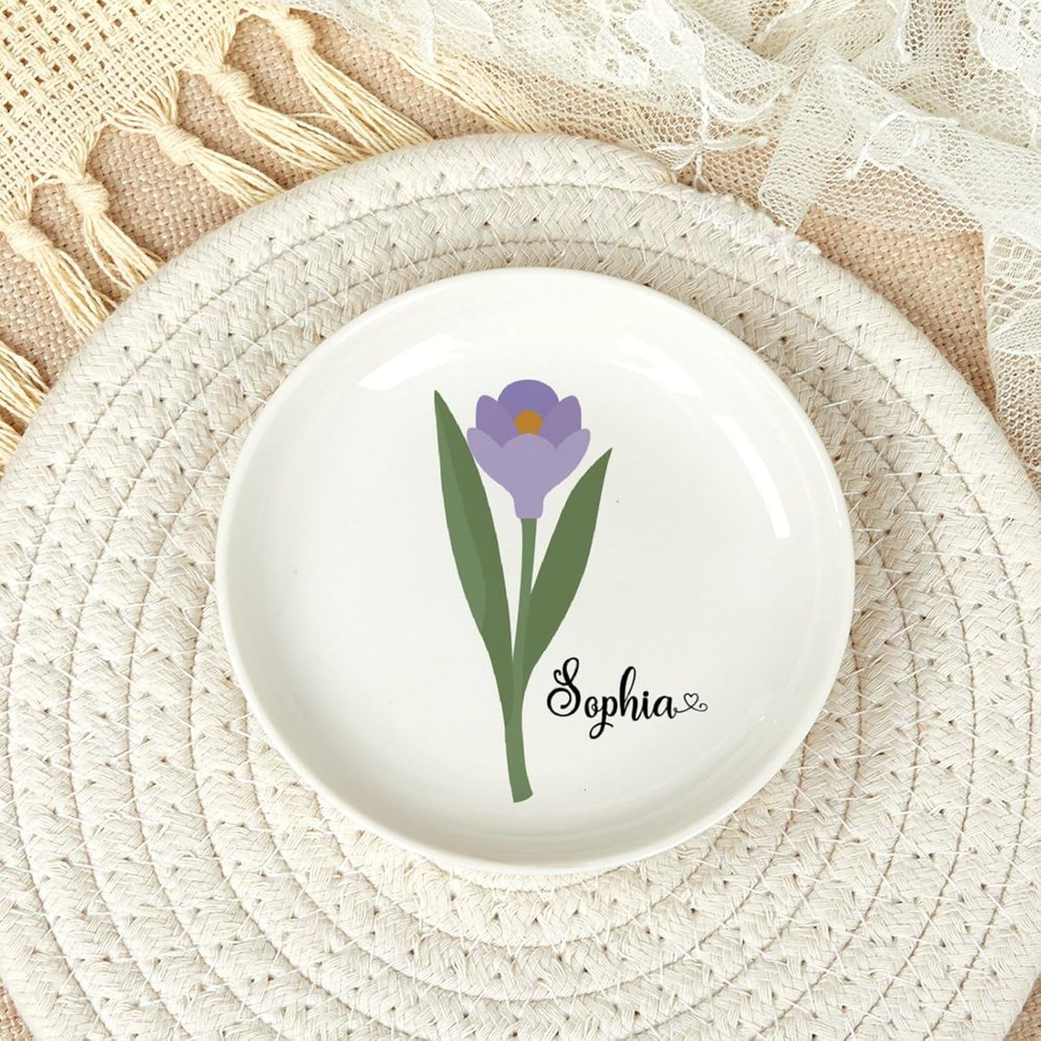 Crocus Flower Jewelry Dish