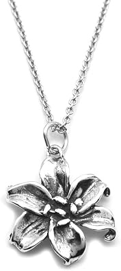 Sterling Silver Lily Flower Charm Necklace, 18"
