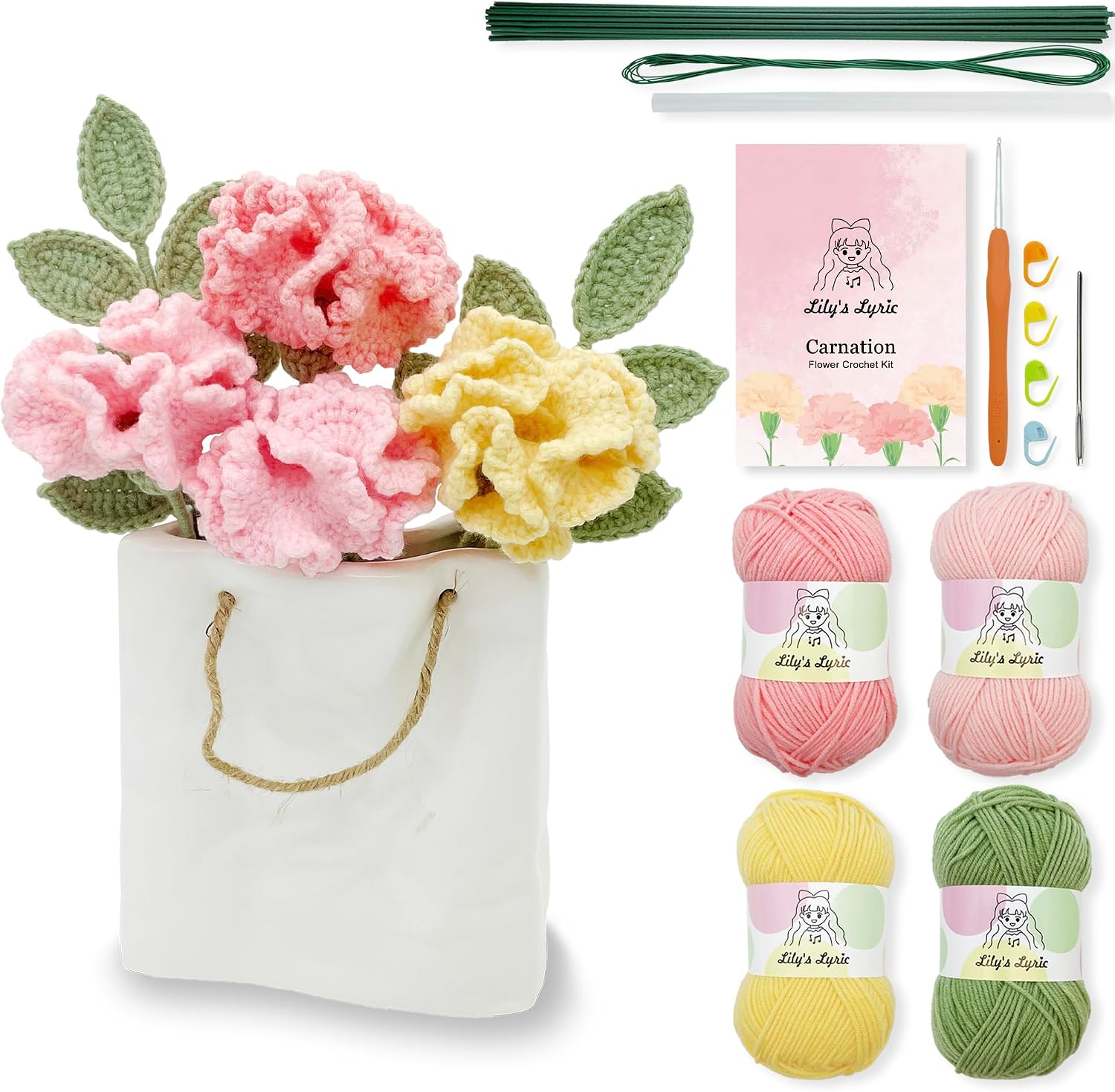 Carnation Flower Crochet Kit