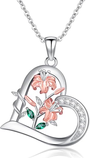 Sterling Silver Lily Pendant and Necklace
