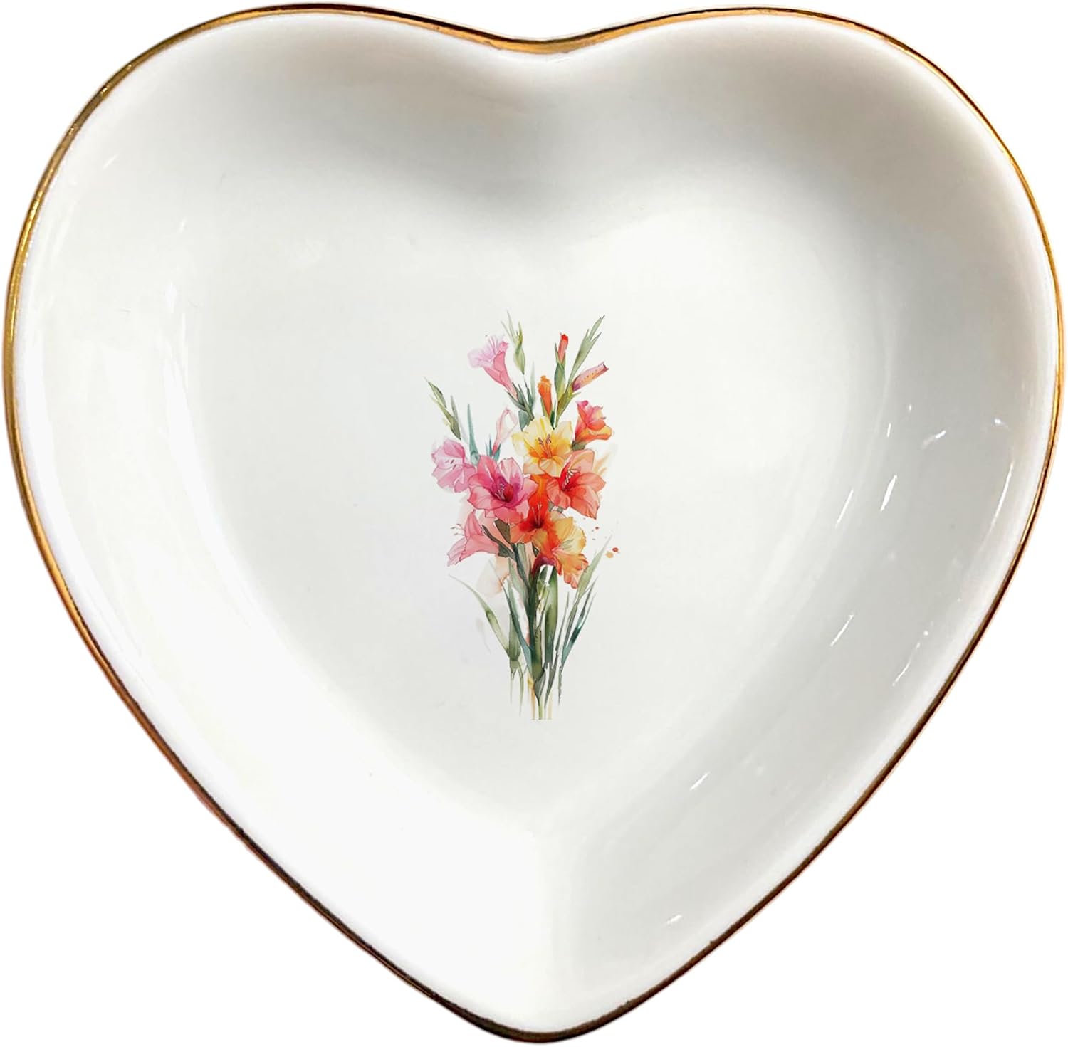 Heart Shaped Gladiolas Jewelry Dish