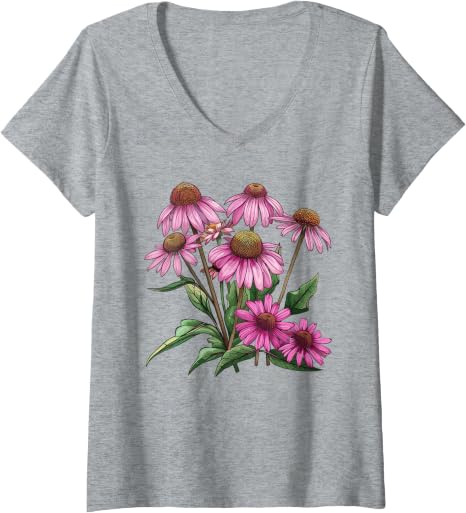 Womans V-Neck Coneflower T-Shirt