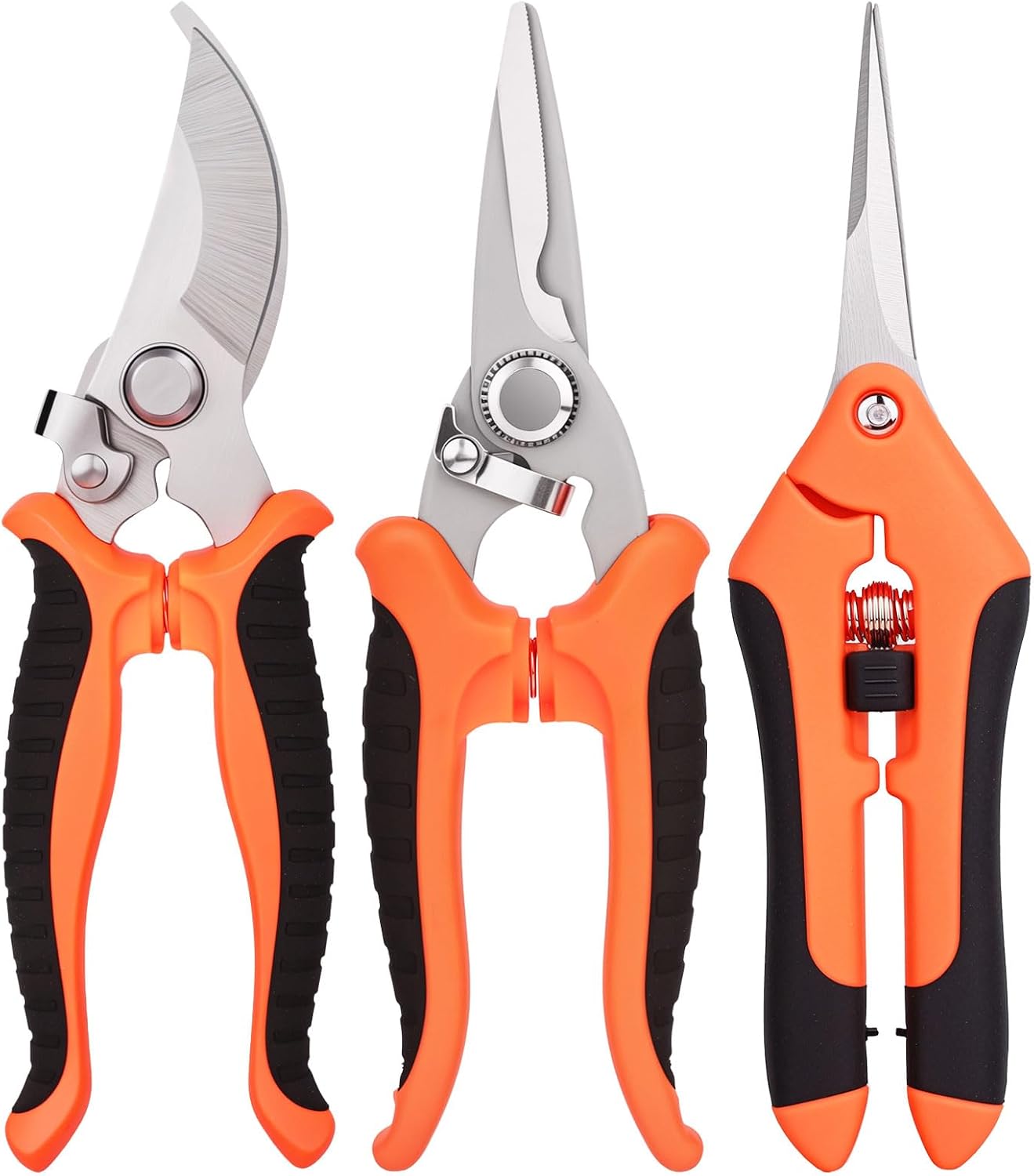 3 Pcs Garden Shears, Stainless Steel Gardening Scissors, Pruning Shears for Gardening, Pruning Scissors for Flowers