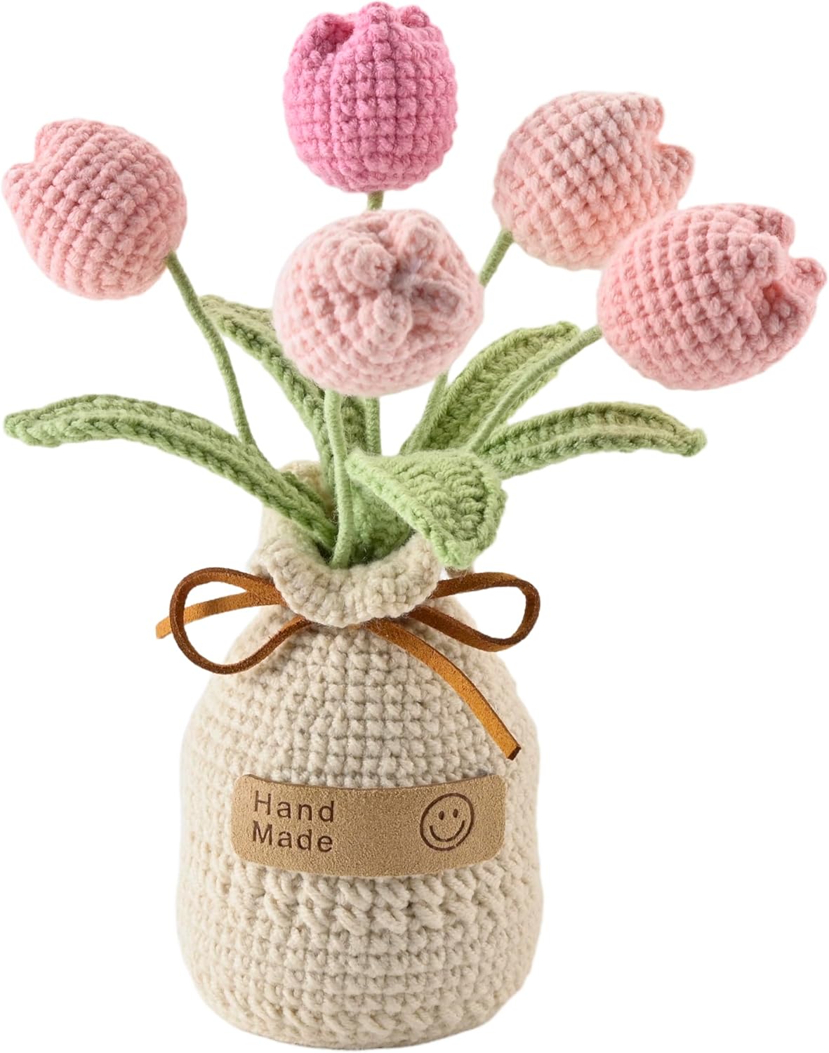 Crochet Woven Tulips with Wool,Simulation Plant Crochet Hand-Woven Flowers for Home Room