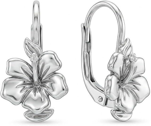 Orchid Sterling Silver Flower Drop Dangle Earrings