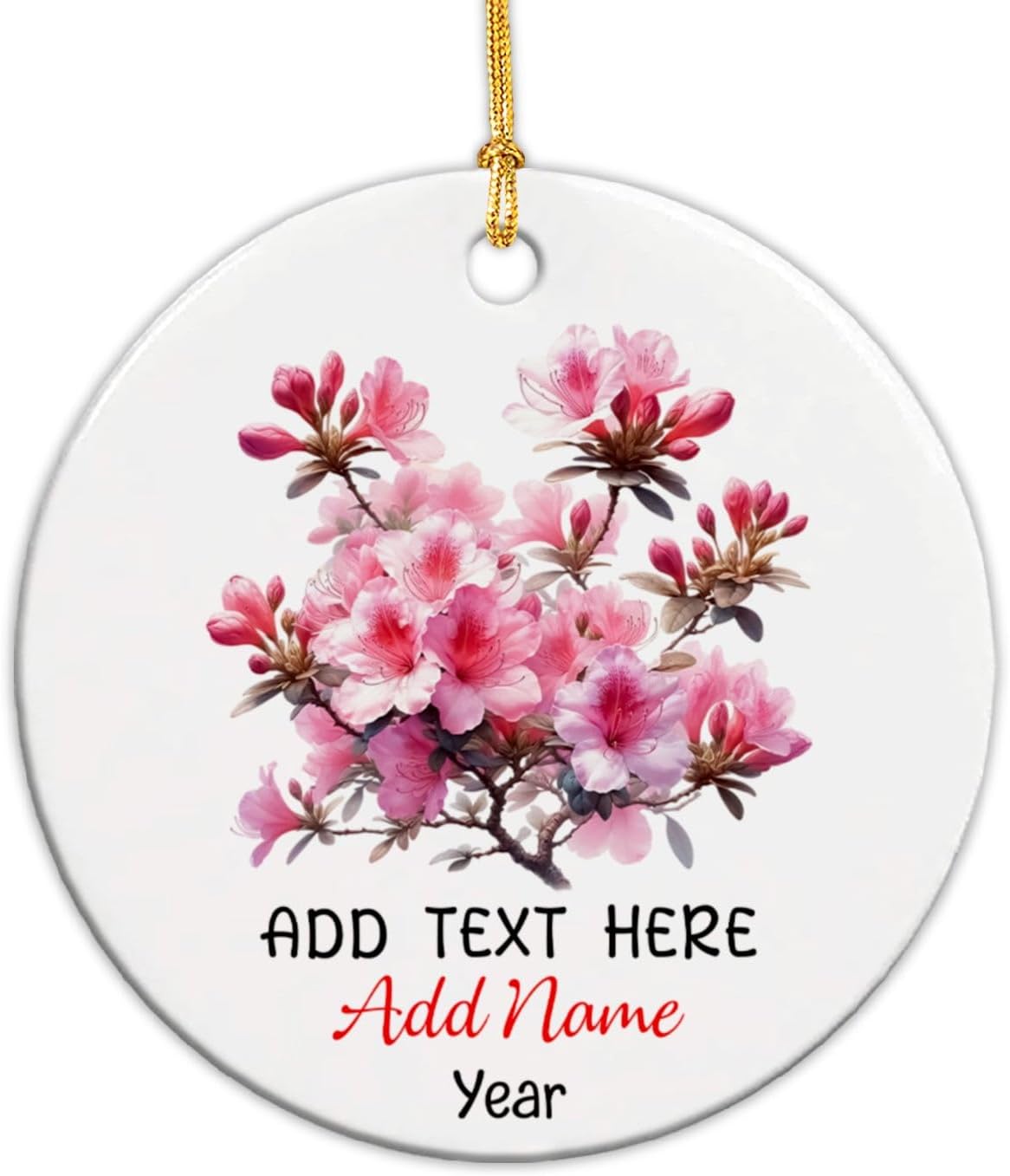 Azalea Flower Ceramic Christmas Ornament