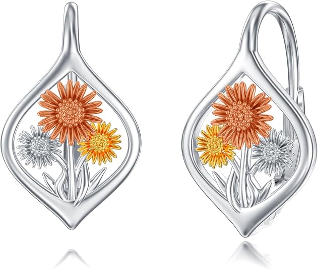Leverback Sterling Silver Gerbera Daisy Earrings
