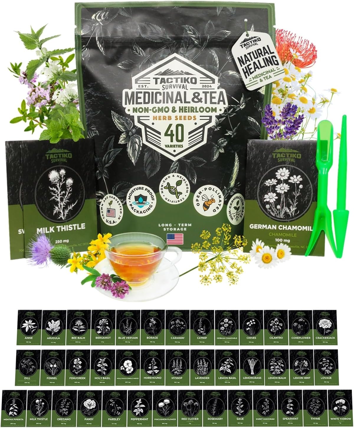 Medicinal & Tea Herb Seeds Kit | 40 Varieties