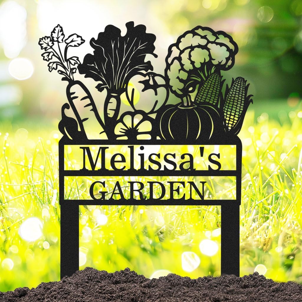 Custom Vegetable Garden Stake Metal Garden Sign, Personalized Garden Name
