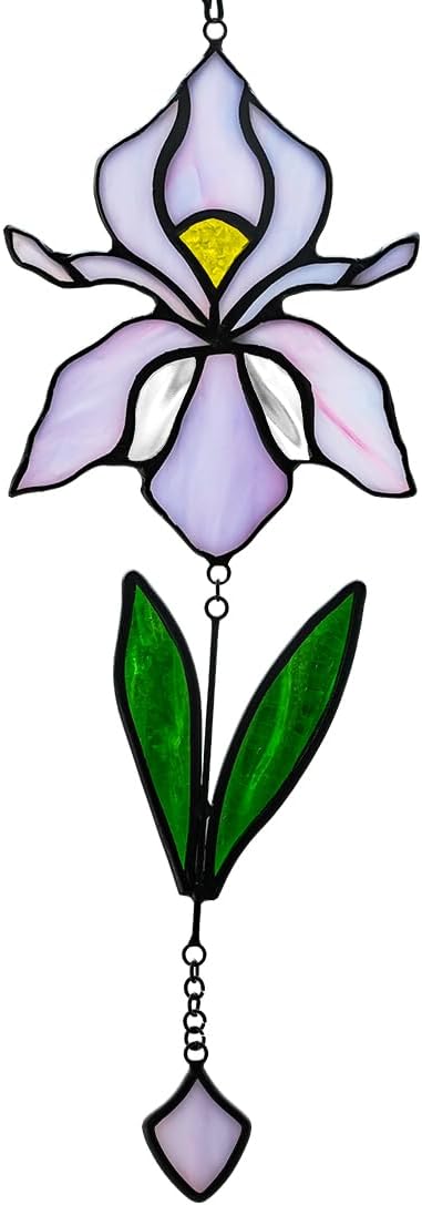 Handmade Iris Flower Stained Glass Suncatcher