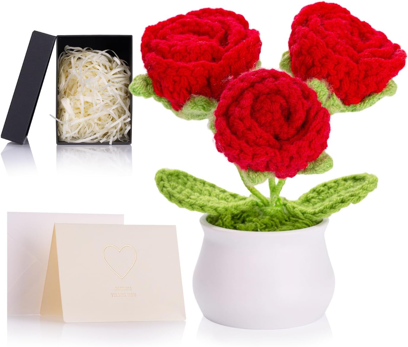 Red Eternal Crochet Roses Preserved Rose