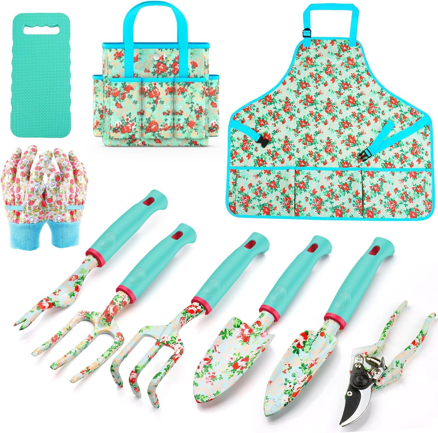 10 Piece Heavy Duty Floral Garden Tool Set Gardening Gifts