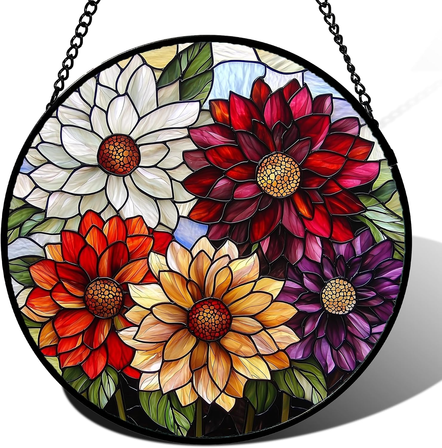 Dahlia Stained Glass Suncatcher