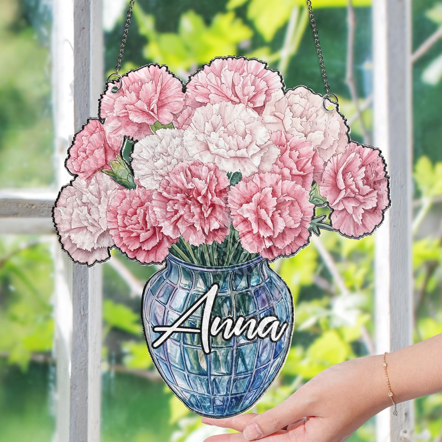 Carnation Flowers in a Vase Suncatcher