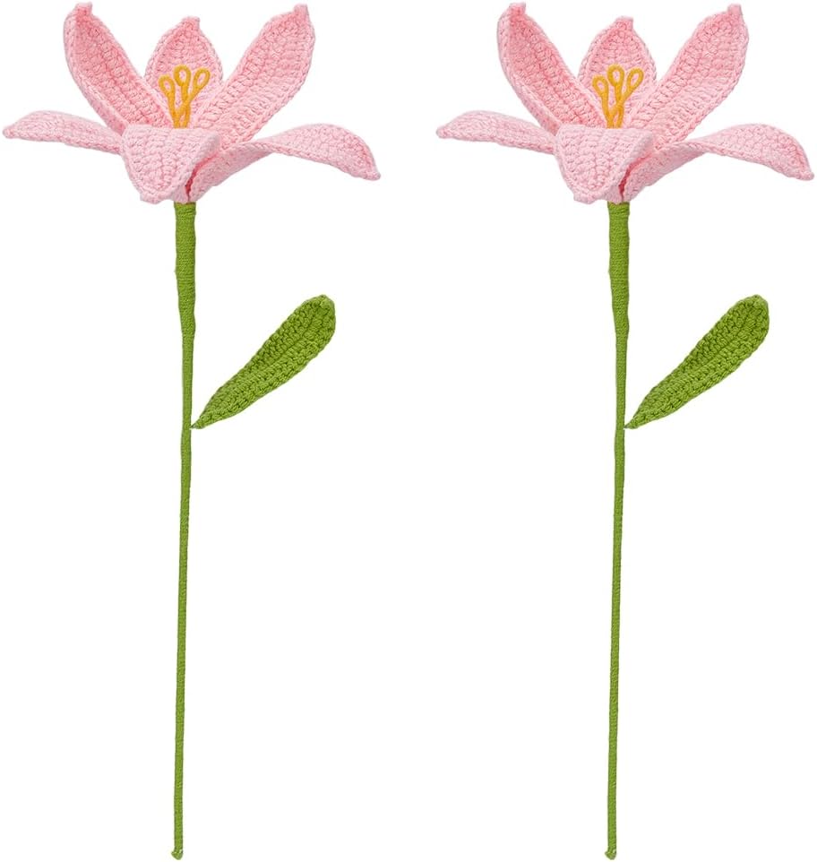 2 PCS Handmade Crochet Artificial Lily Flowers