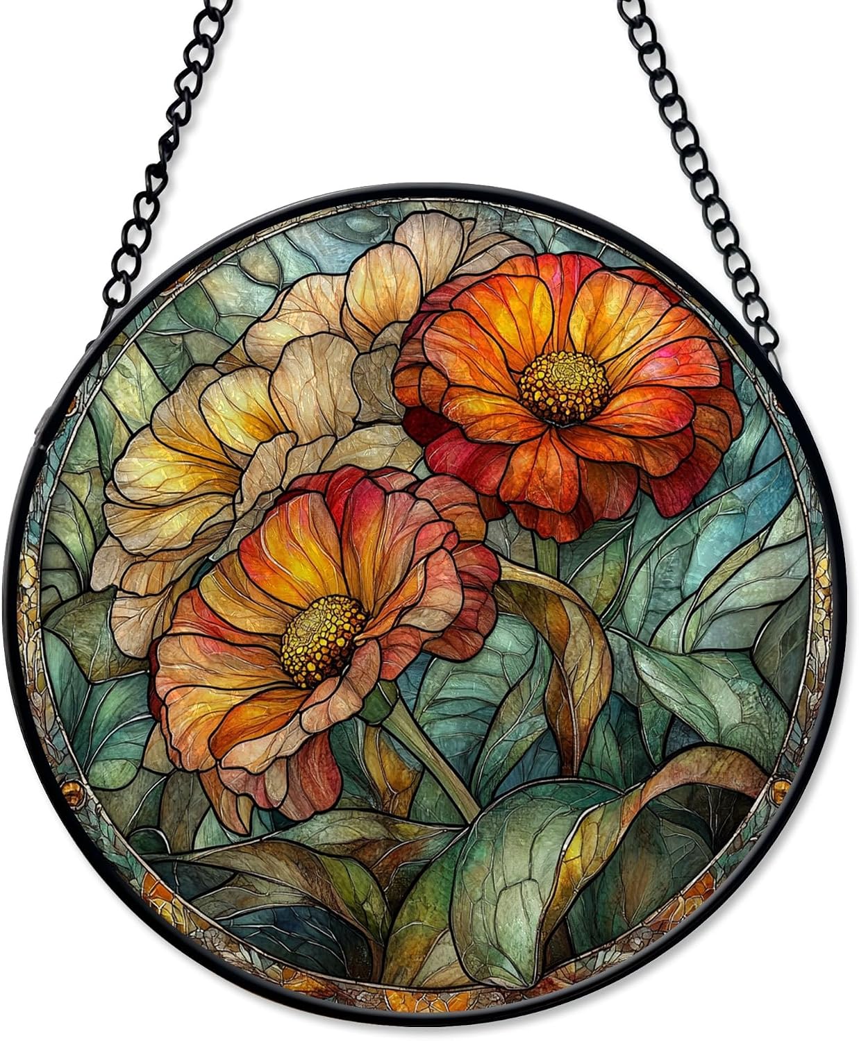 Zinnia Stained Glass Suncatcher