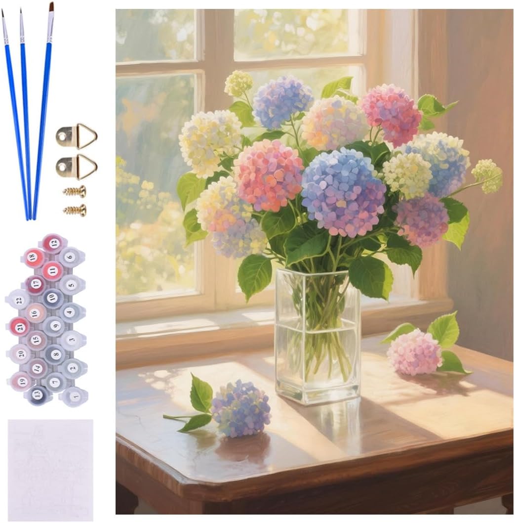 Hydrangea Flowers in a Vase Paint by Number
