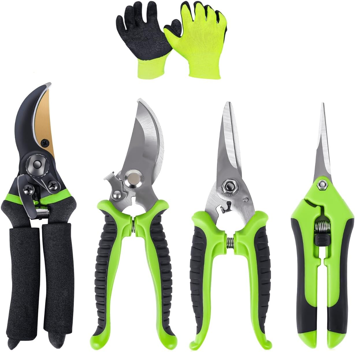 4-Pack Bypass Pruning Shears, Titanium Steel Blade,With Gardening Gloves