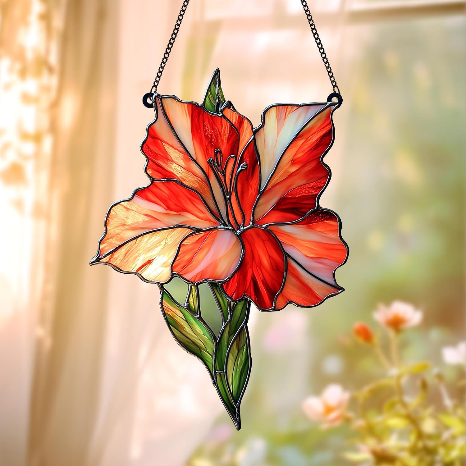 Red Gladiolas Flower Sun Catcher