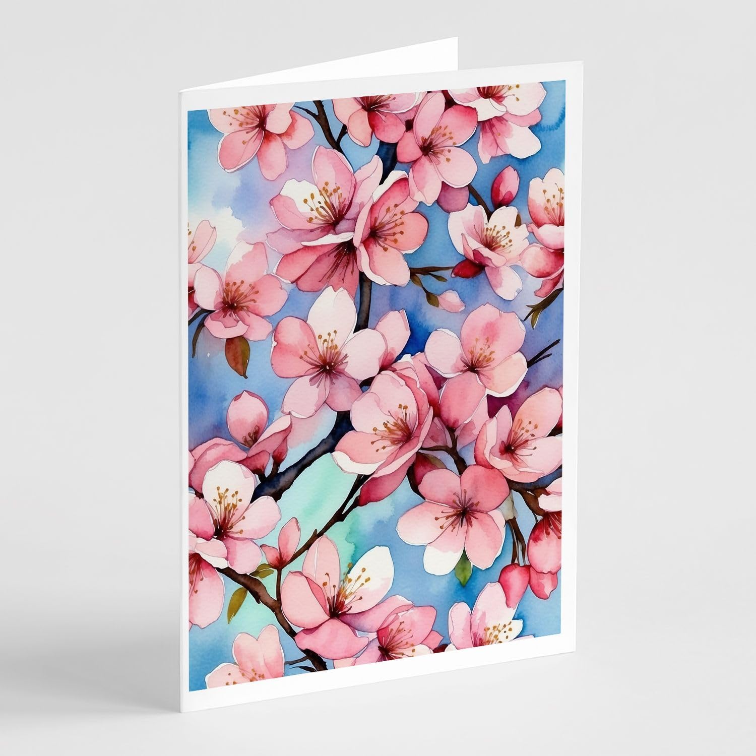 Pink Cherry Blossom Flower Note Cards (set of 8)