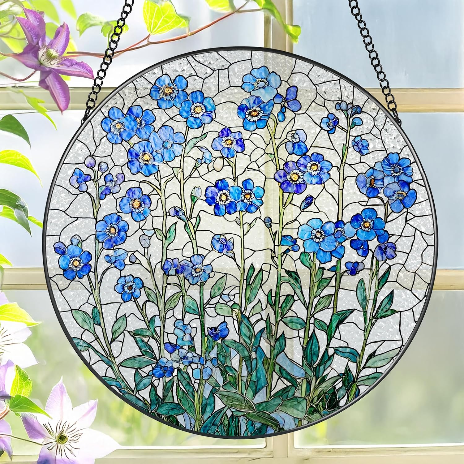 Stained Glass Forget Me Not Suncatcher