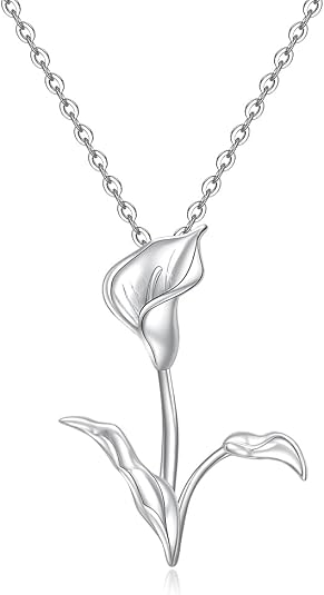 Sterling Silver Calla Lily Flower Pendant and Necklace