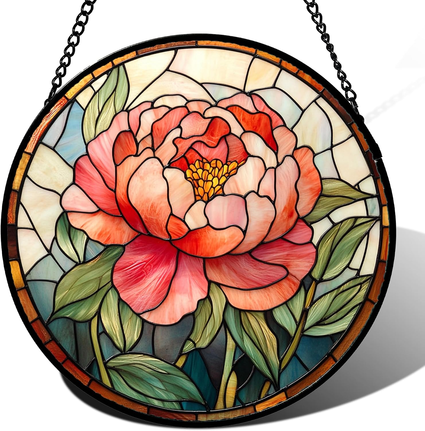 Peony Stained Glass Suncatcher