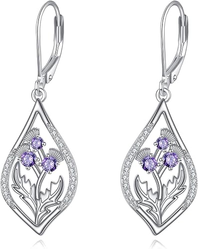 Sterling Silver Thistle Dangling Earrings