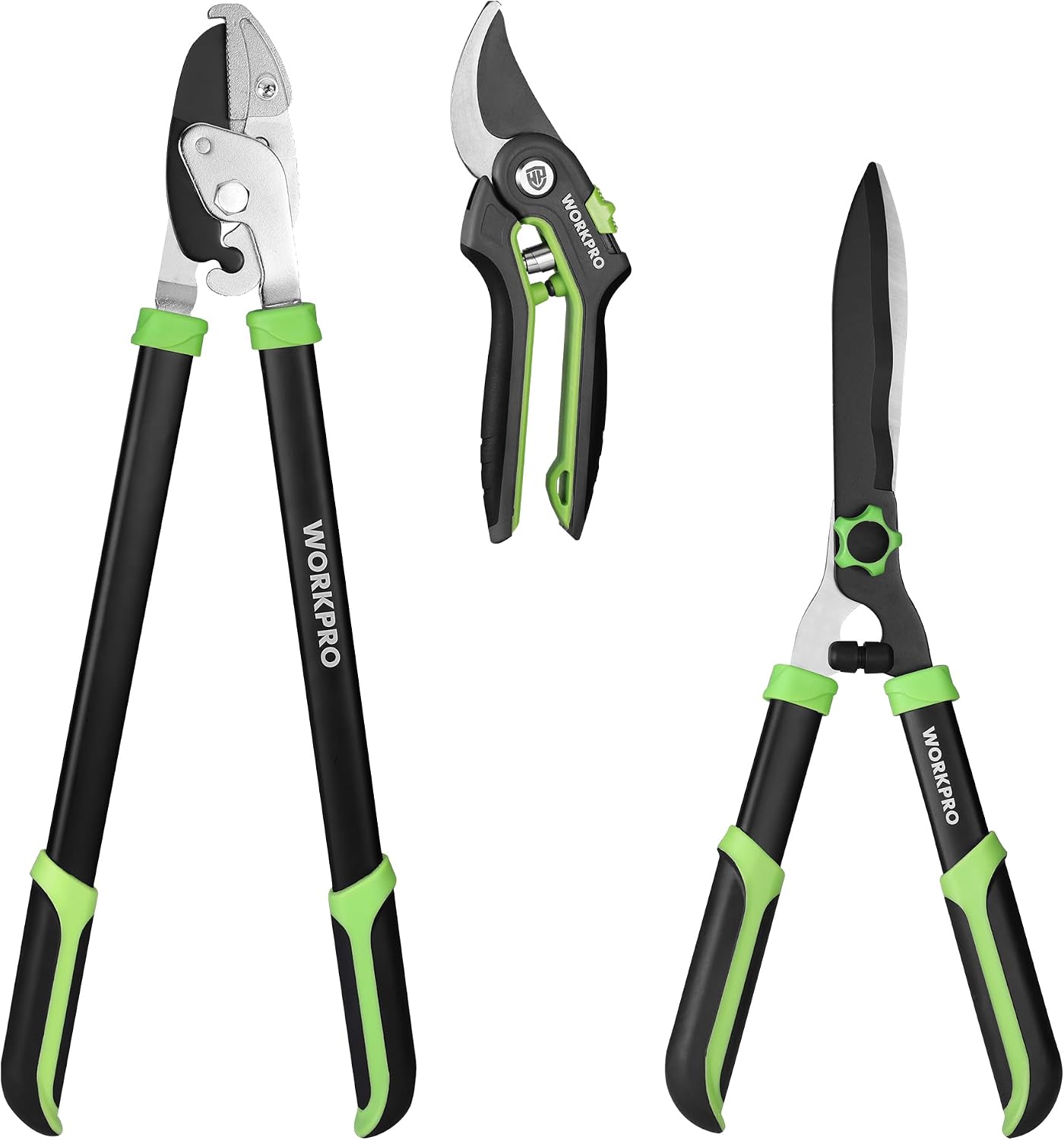 3-Piece Garden Shears Set, Heavy-Duty Gardening Clippers | Include 20” Hedge Shear, 24” Anvil Lopper & 8” Pruning Shear