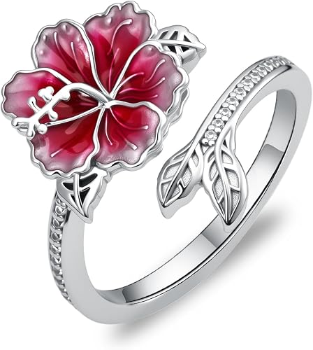 Sterling Silver Hibiscus Flower Ring