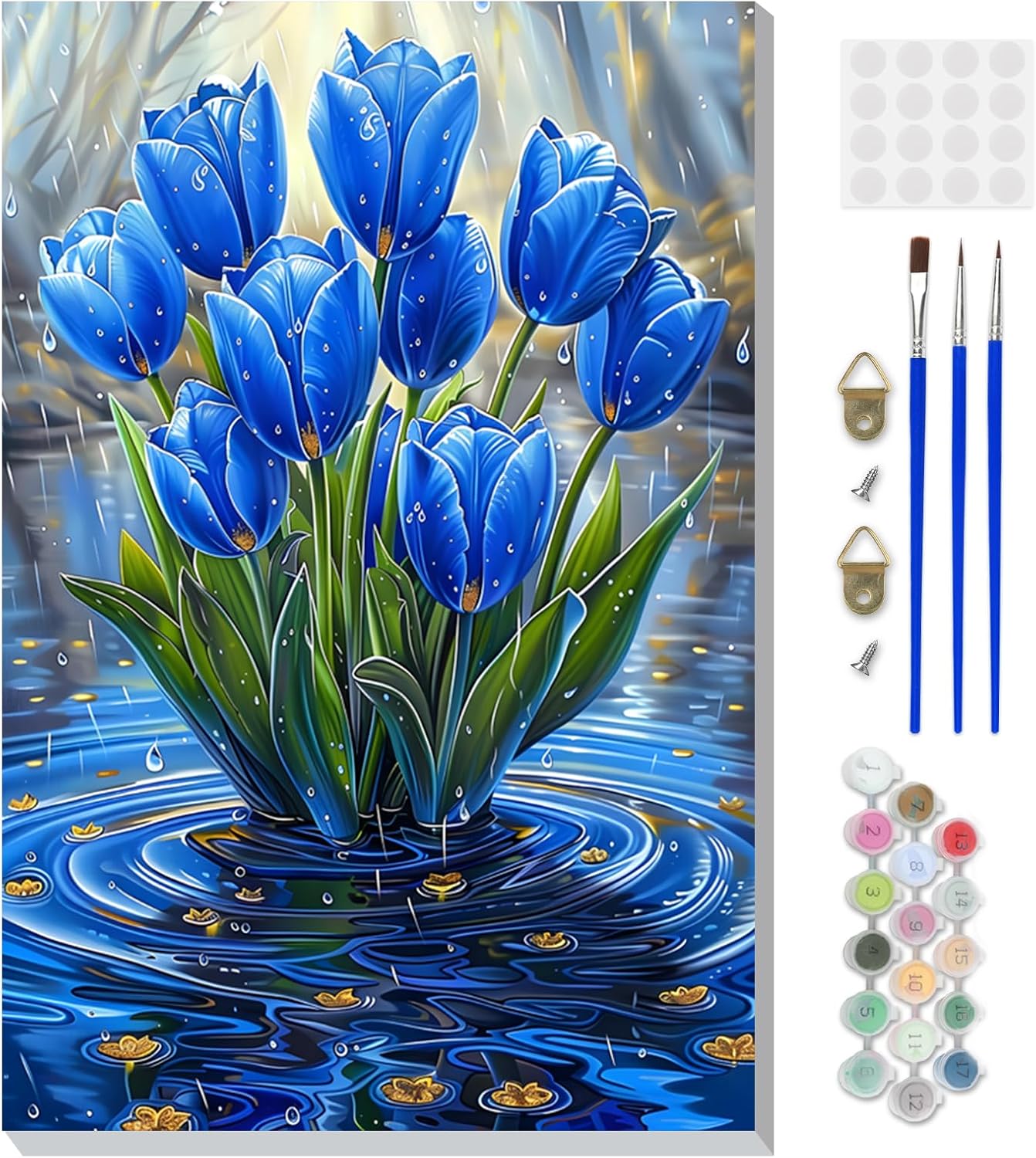 Blue Tulip Flower Paint by Number