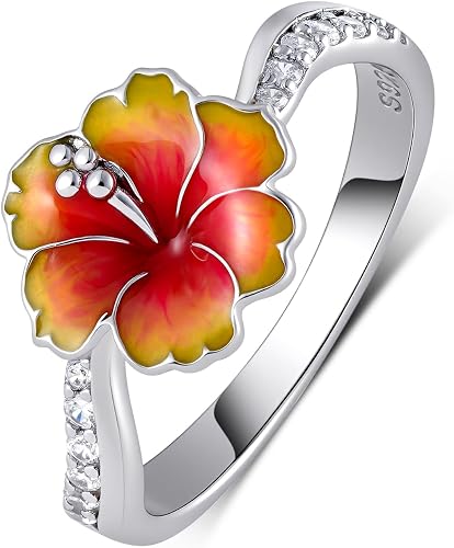 Sterling Silver Hibiscus Flower Ring