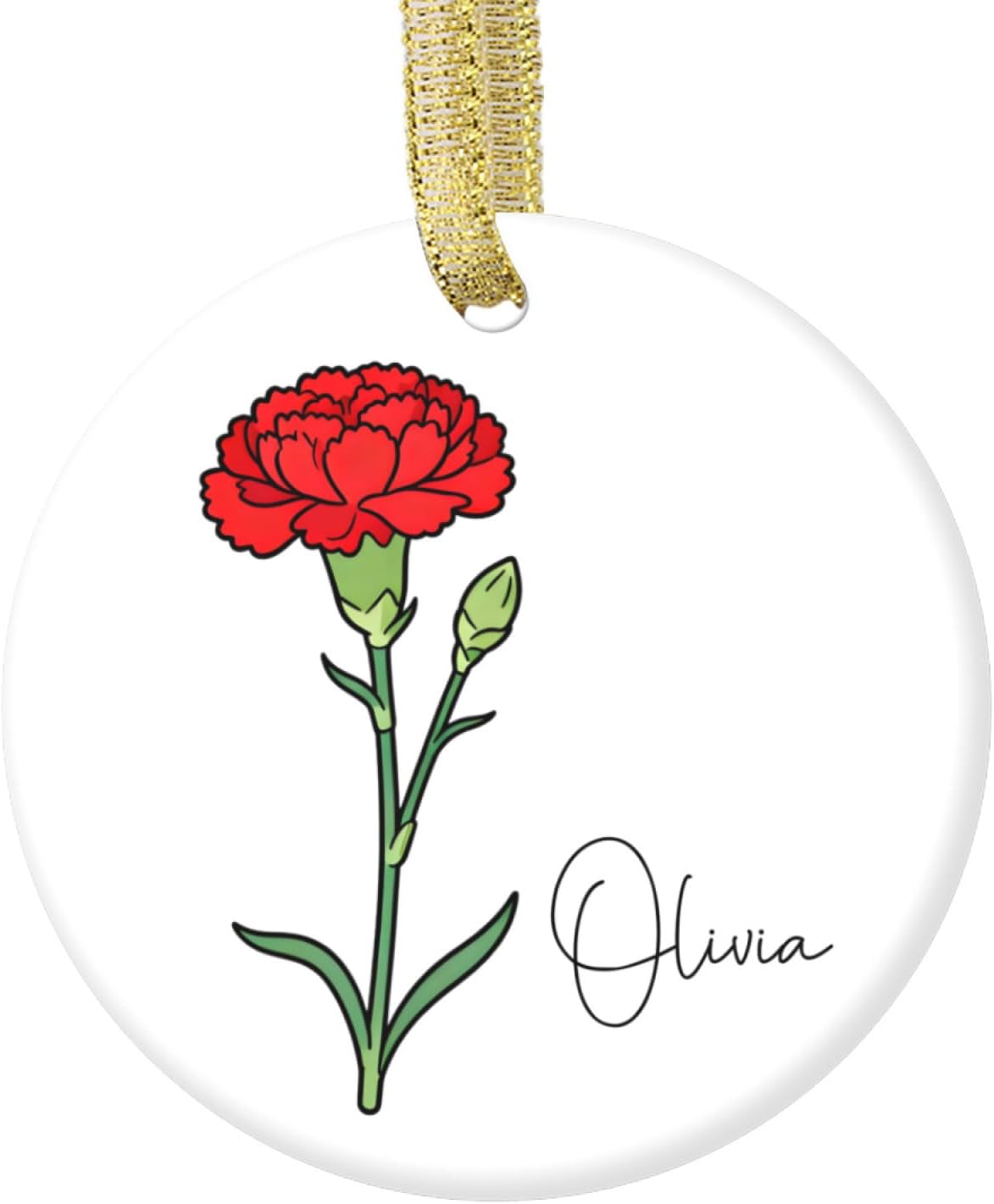 Carnation Flower Ceramic Christmas Ornament