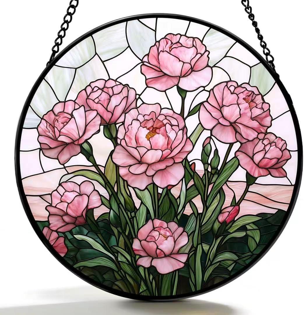 Peony Stained Glass Suncatcher