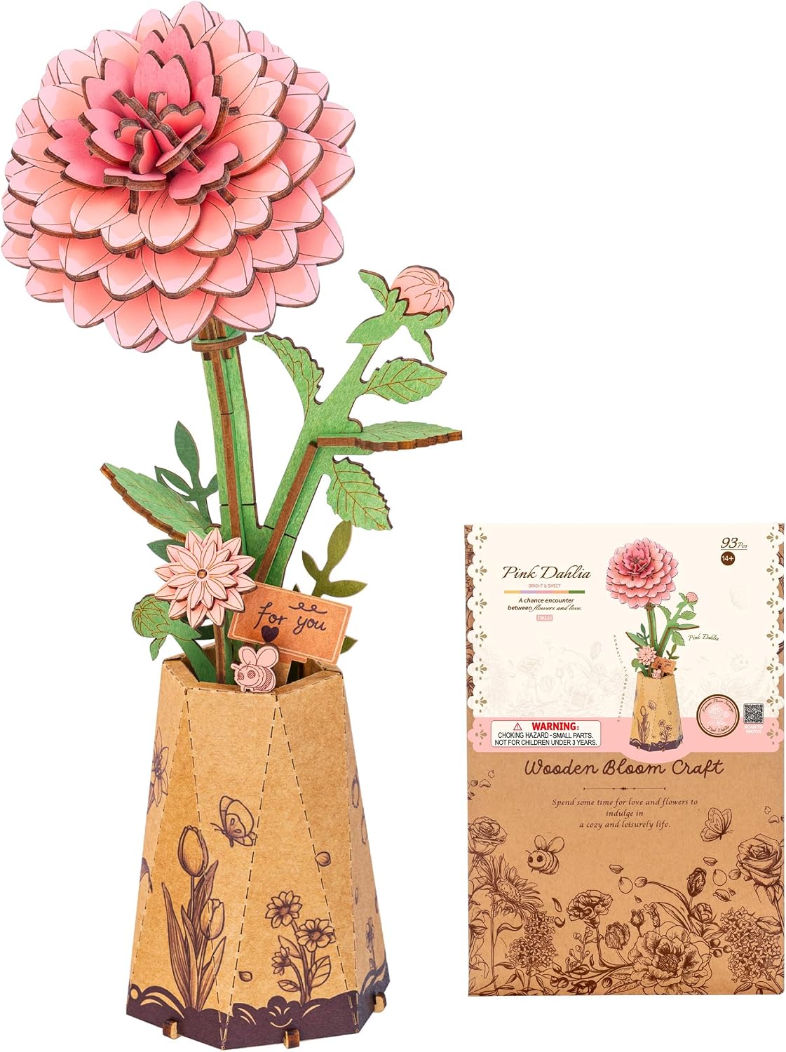 Pink Dahlia Wooden Jigsaw